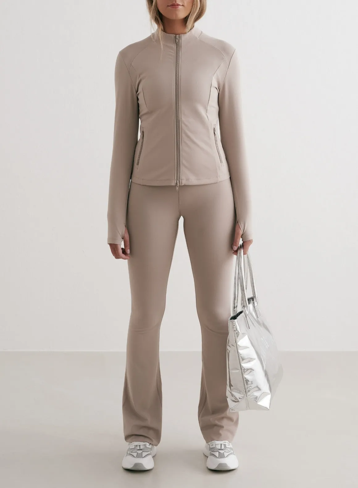 Dark Clay Sense Flare Tights & Zip Jacket Set sold by Aimn