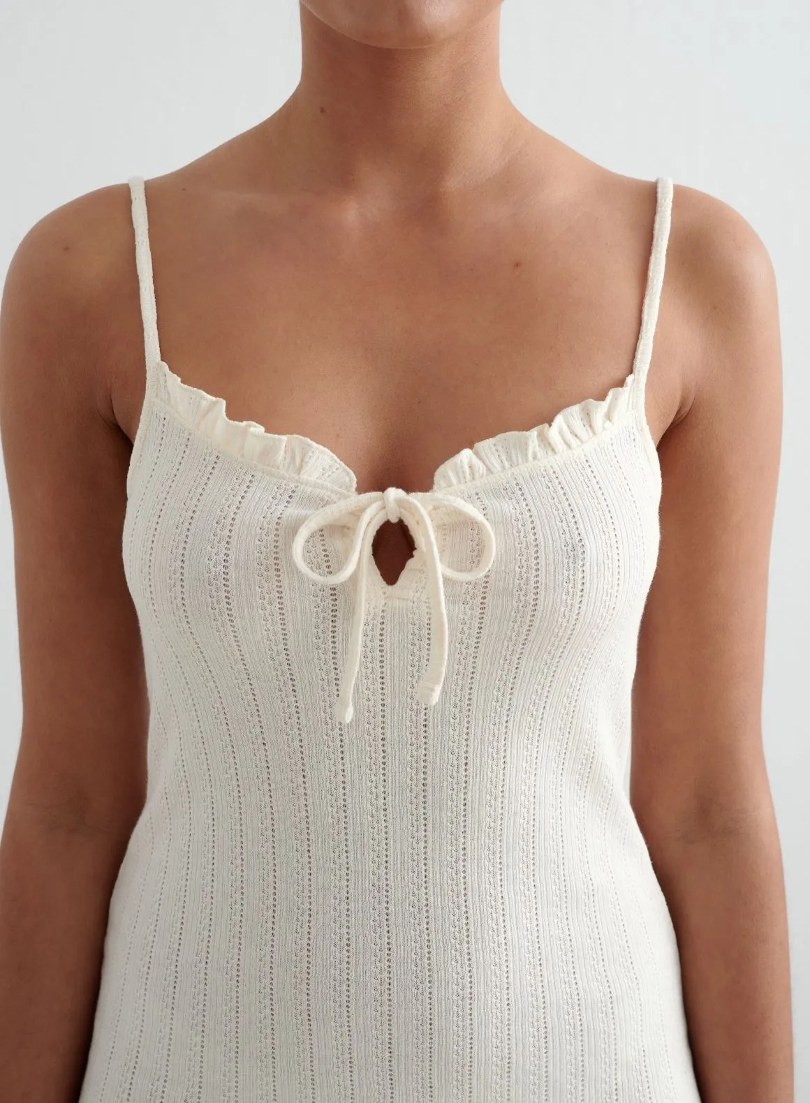 Almond White Pointelle Mini Dress sold by Aimn product image thumbnail 3