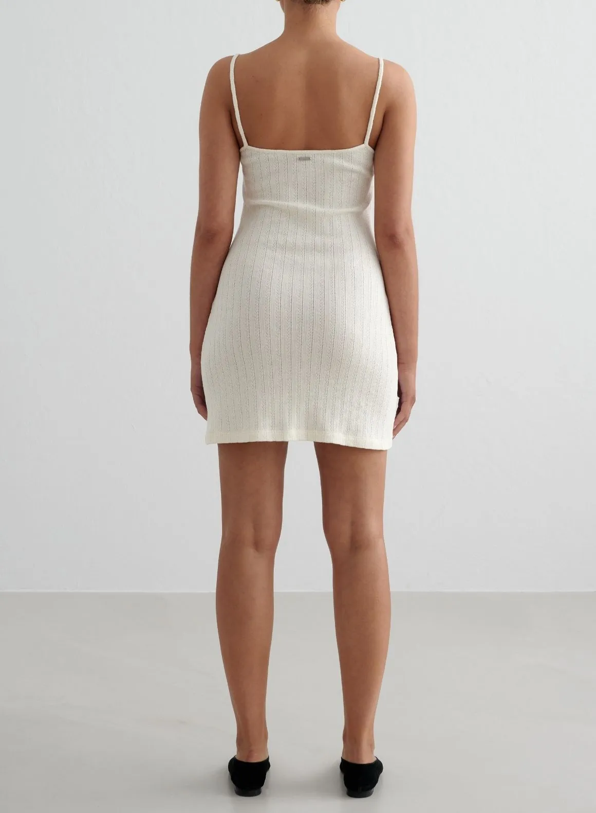 Almond White Pointelle Mini Dress sold by Aimn product image thumbnail 2