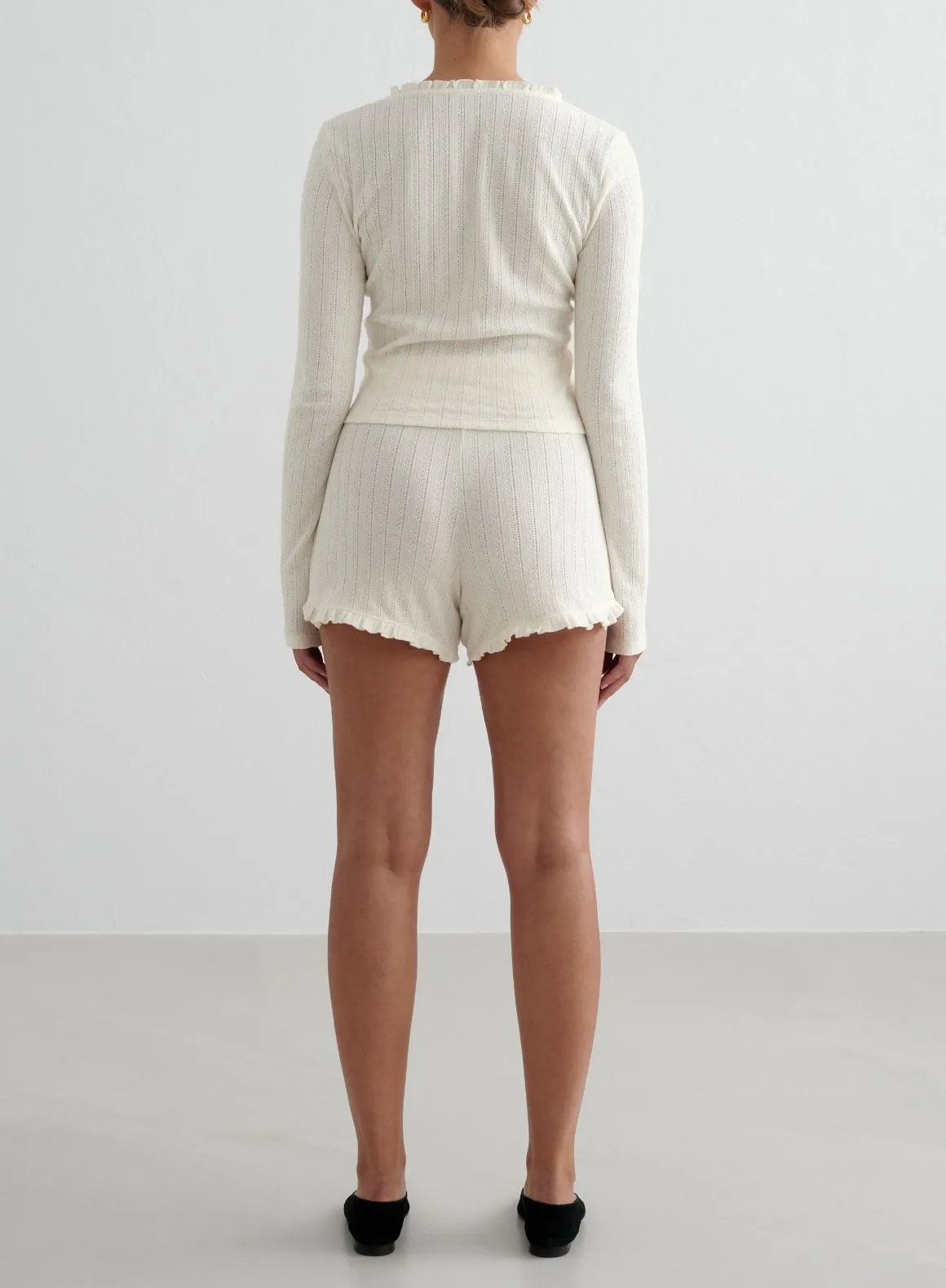 Almond White Pointelle Shorts sold by Aimn product image thumbnail 2