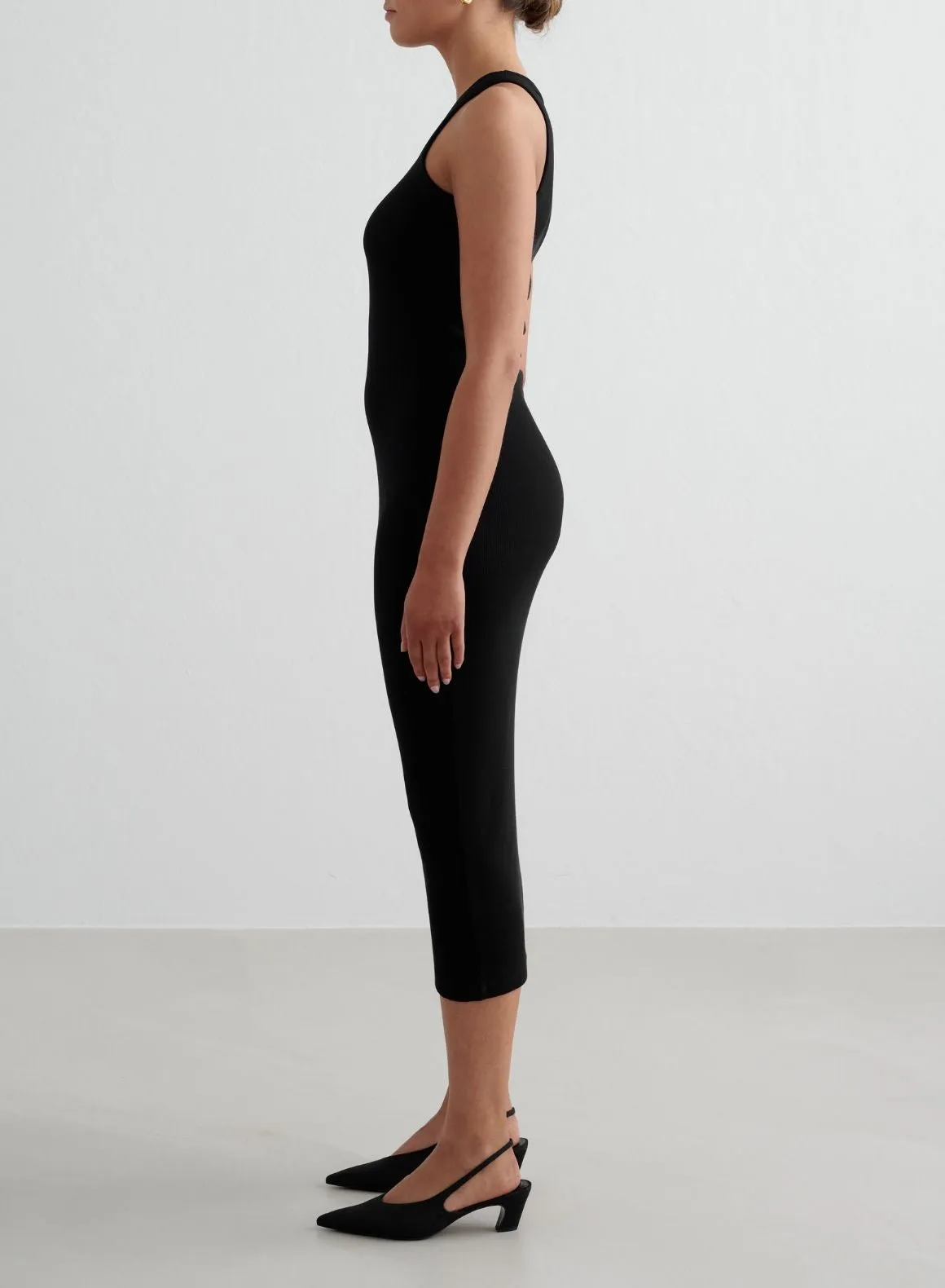 Black Ease Ribbed Tank Dress sold by Aimn product image thumbnail 5