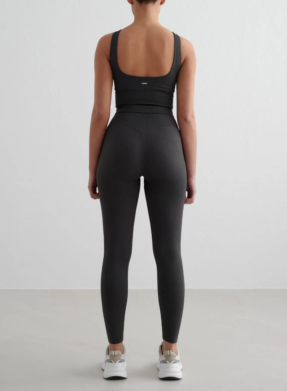 Shadow Grey Ribbed Seamless Tights & Bralette Set sold by Aimn product image thumbnail 2