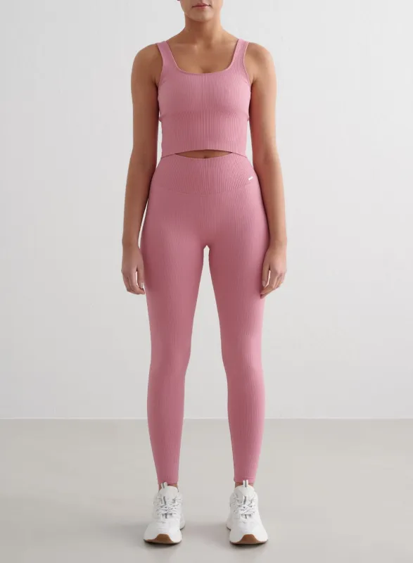 Desert Rose Ribbed Seamless Tights & Bralette Set sold by Aimn