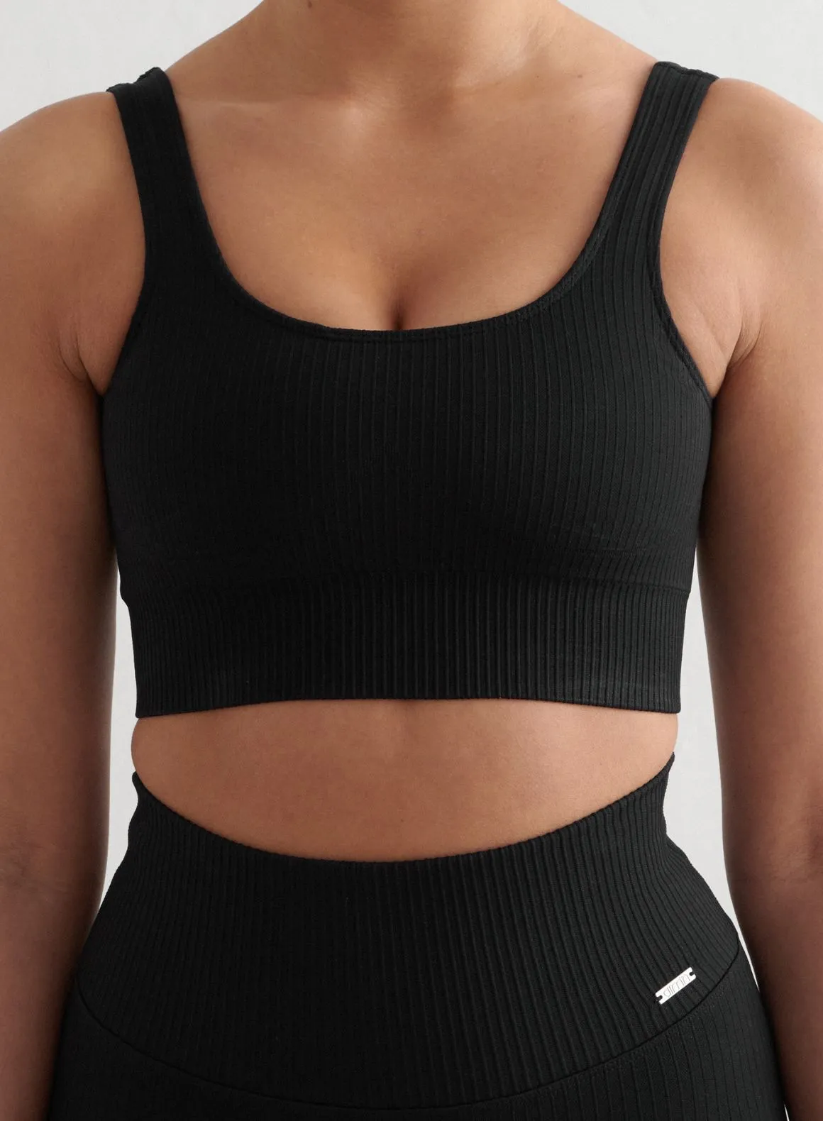 Black Ribbed Seamless Tights & Bra Set sold by Aimn product image thumbnail 4
