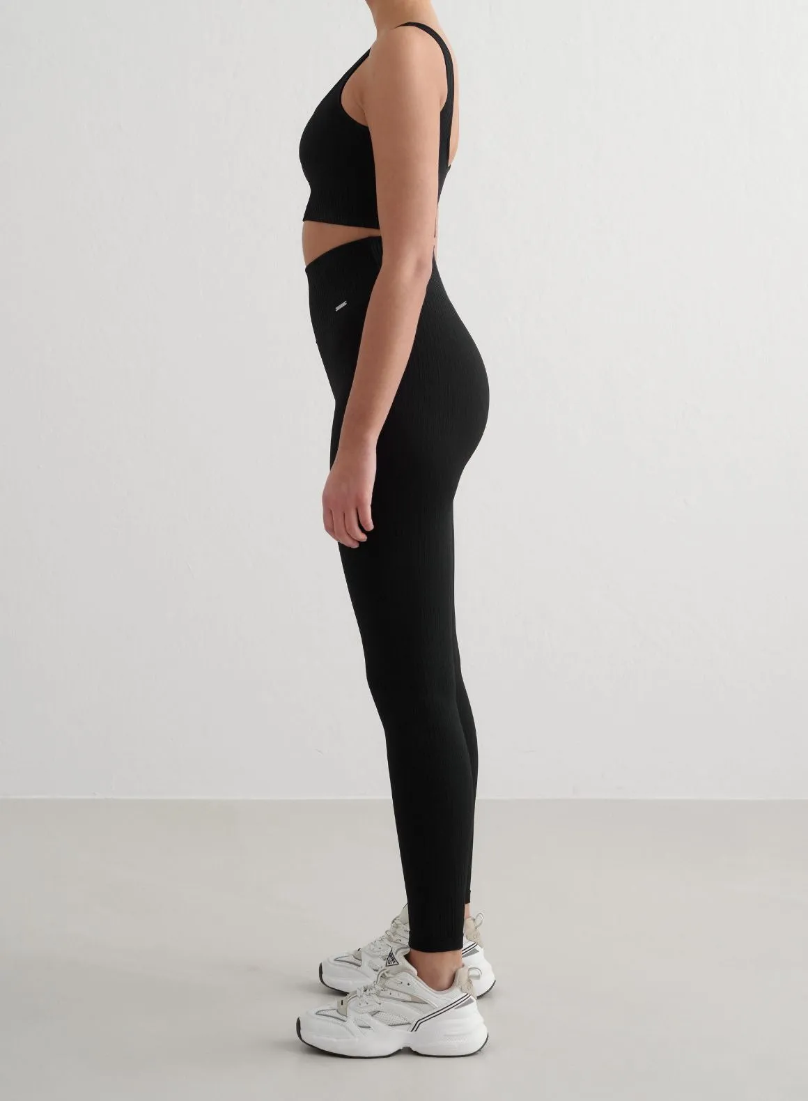Black Ribbed Seamless Tights & Bra Set sold by Aimn product image thumbnail 3
