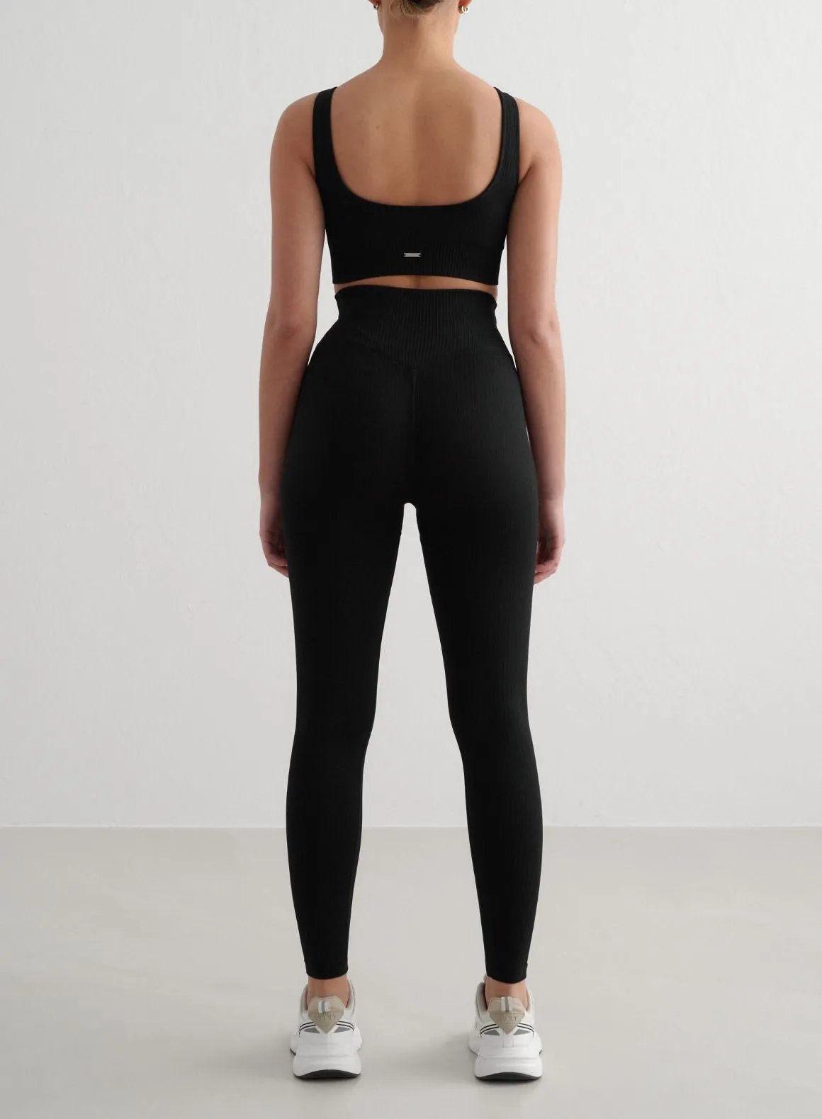 Black Ribbed Seamless Tights & Bra Set sold by Aimn product image thumbnail 2
