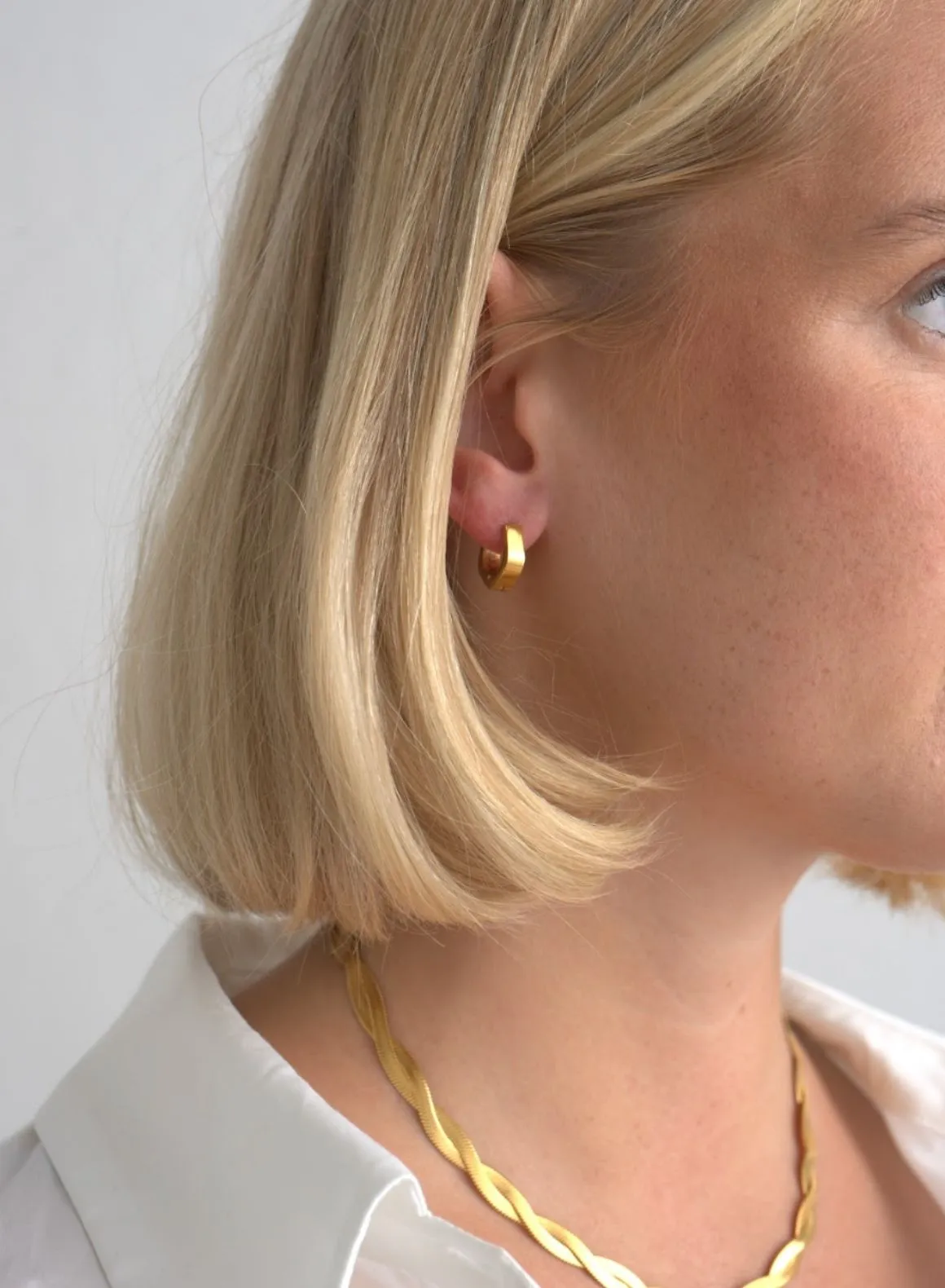 Gold Waterproof Angle Hoop Earrings sold by Aimn product image thumbnail 3