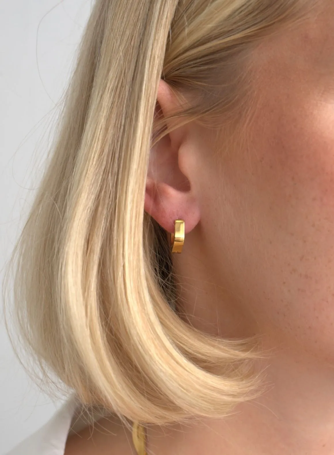 Gold Waterproof Angle Hoop Earrings sold by Aimn