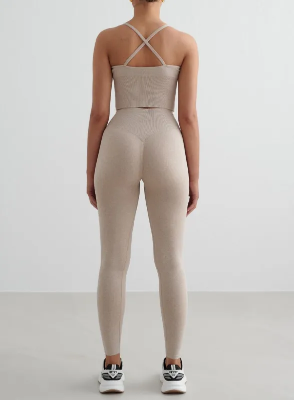 Beige Melange Shape Seamless Tights sold by Aimn