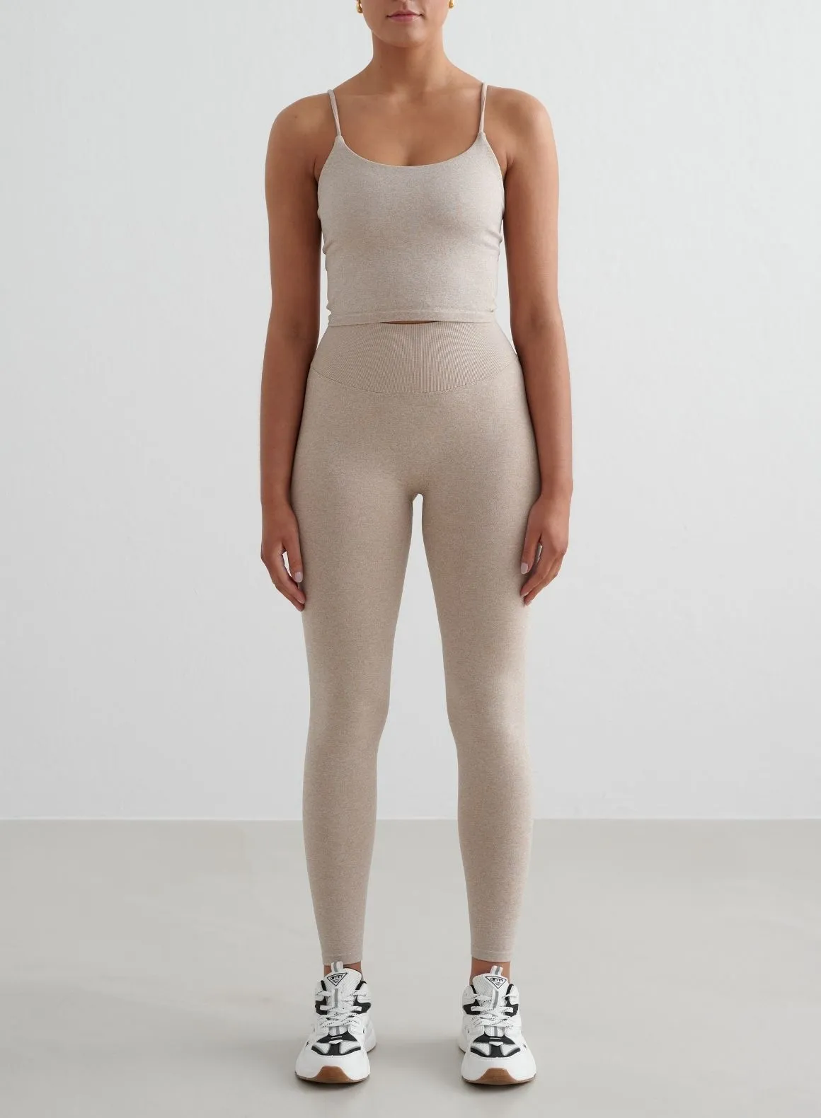 Beige Melange Shape Seamless Strap Singlet sold by Aimn product image thumbnail 3