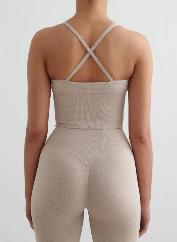 Beige Melange Shape Seamless Cross Back Bralette sold by Aimn