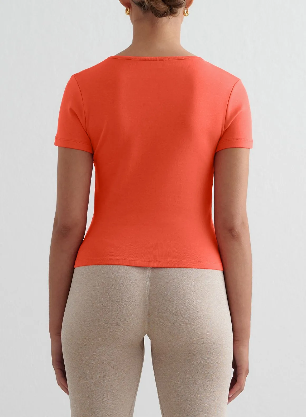 Beige Melange Shape Seamless Tights & Tangerine Stretch T-Shirt Set sold by Aimn product image thumbnail 4