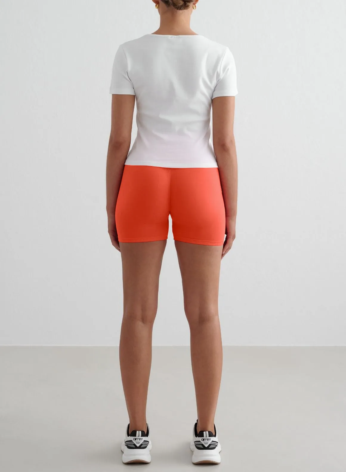 Tangerine Shape Seamless Hotpants & White Stretch T-Shirt Set sold by Aimn product image thumbnail 2