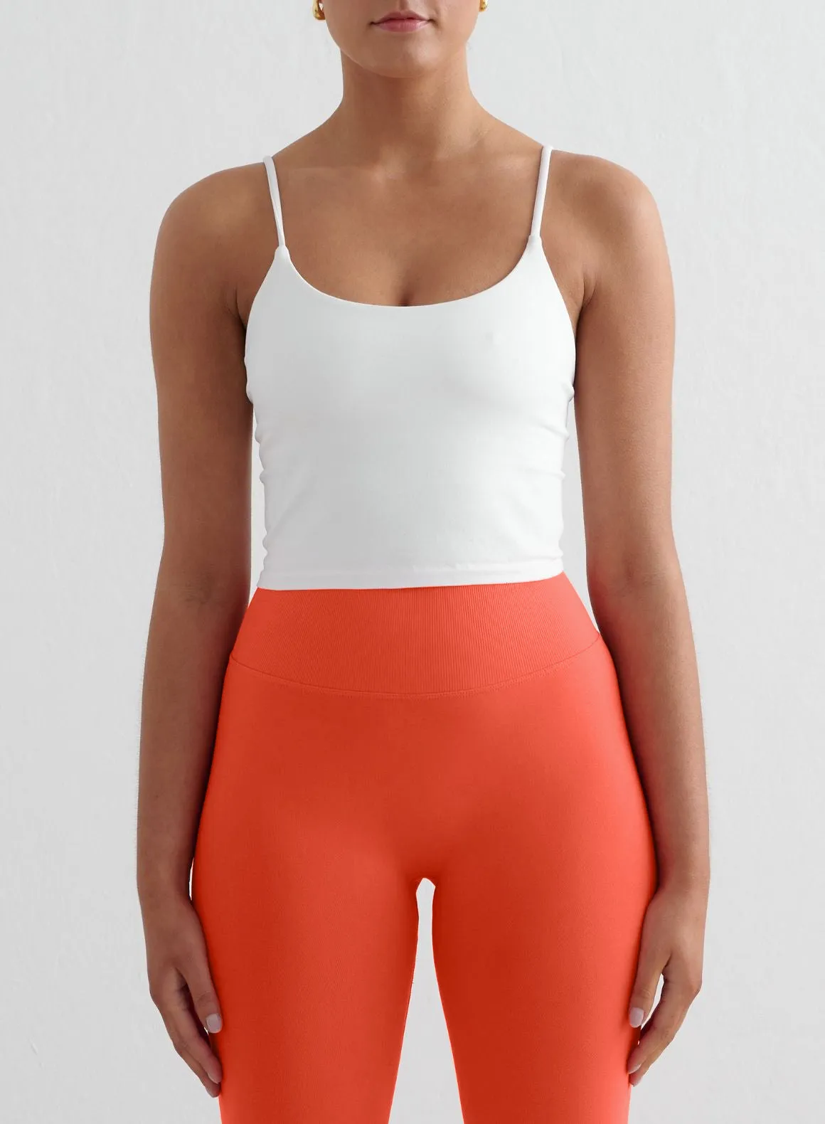 Tangerine Shape Seamless Tights & White Strap Singlet Set sold by Aimn product image thumbnail 3