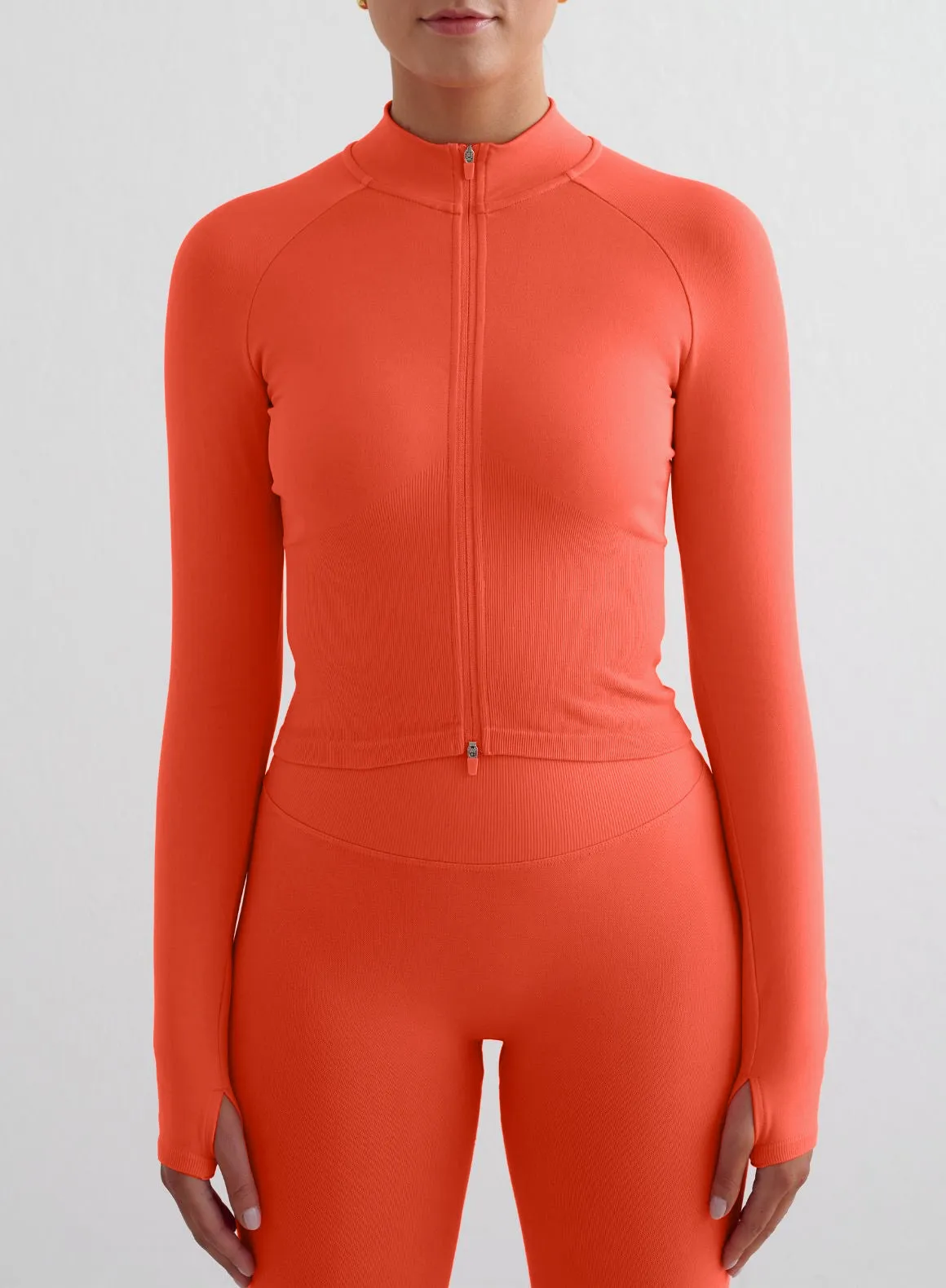 Tangerine Shape Seamless Tights & Zip Jacket Set sold by Aimn product image thumbnail 3