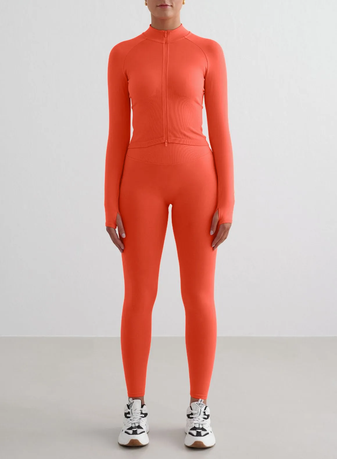 Tangerine Shape Seamless Tights & Zip Jacket Set sold by Aimn