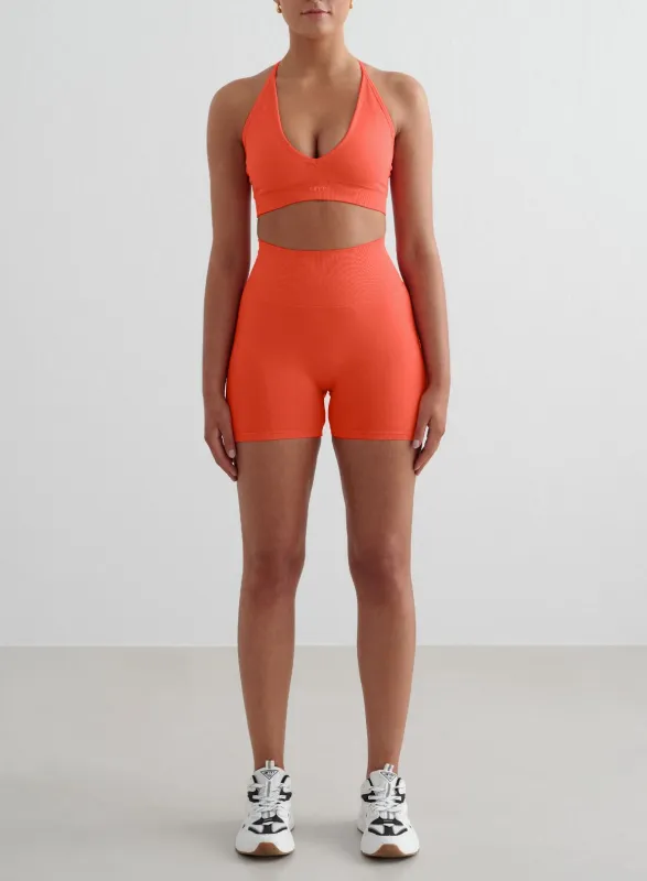 Tangerine Shape Seamless Hotpants & Cross Back Bra Set sold by Aimn