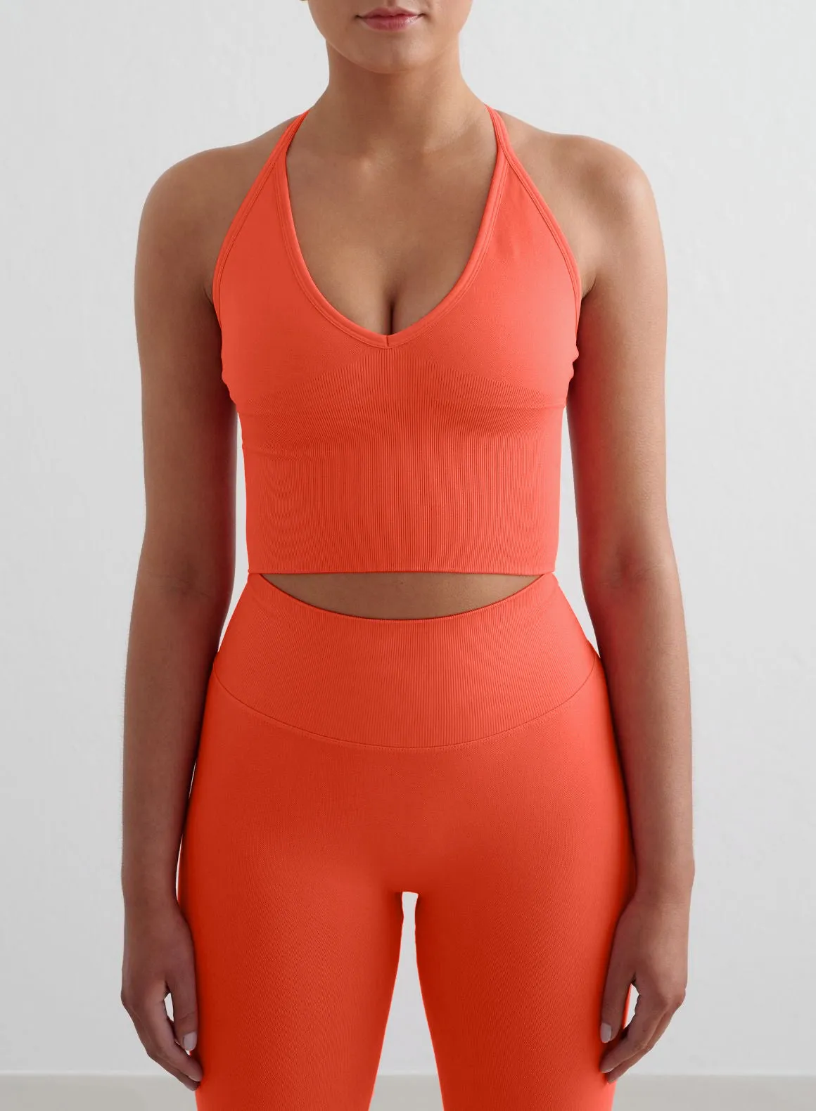 Tangerine Shape Seamless Tights & Cross Back Bralette Set sold by Aimn product image thumbnail 3