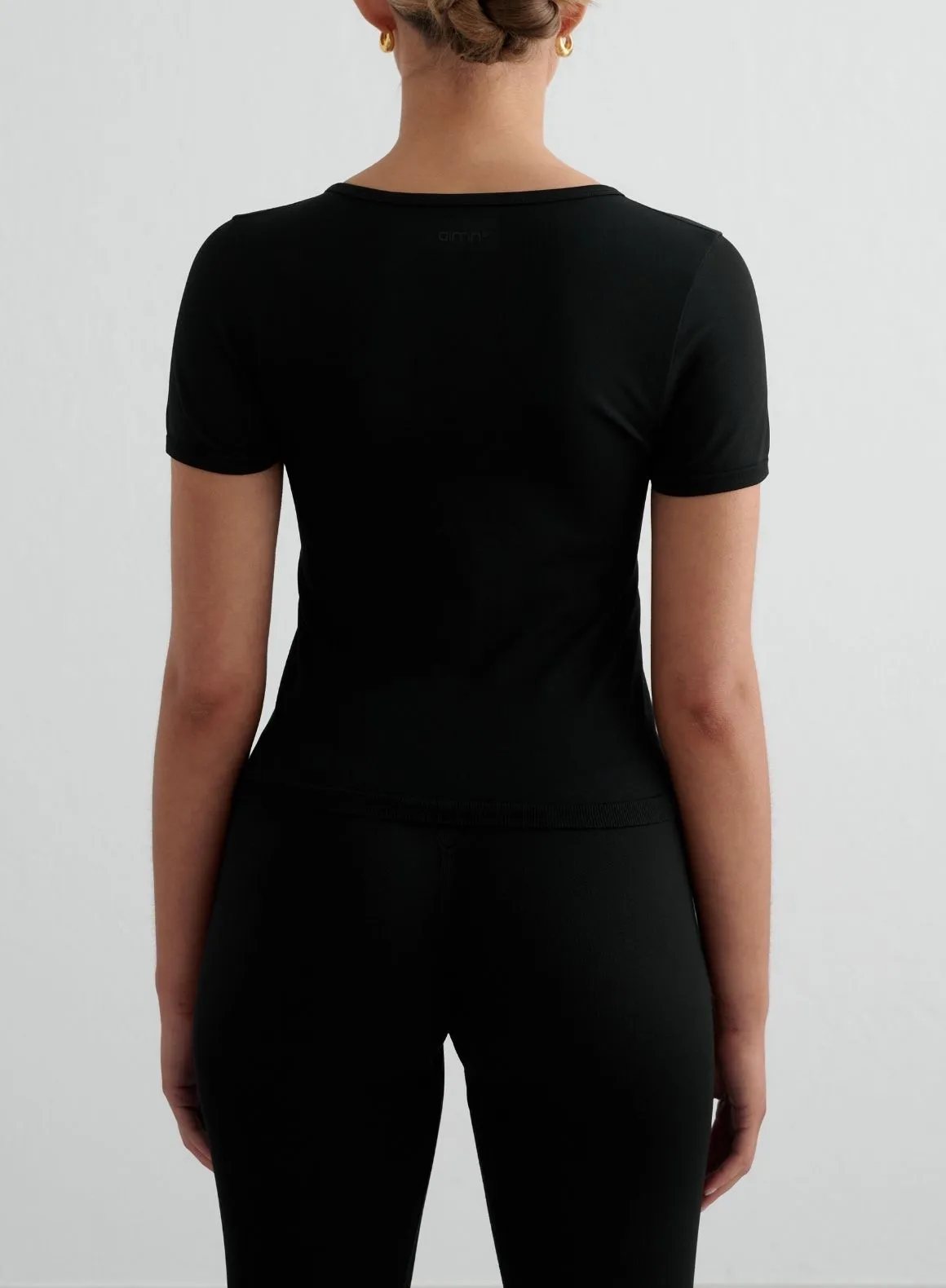 Black Shape Seamless Tights & Short Sleeve Set sold by Aimn product image thumbnail 4