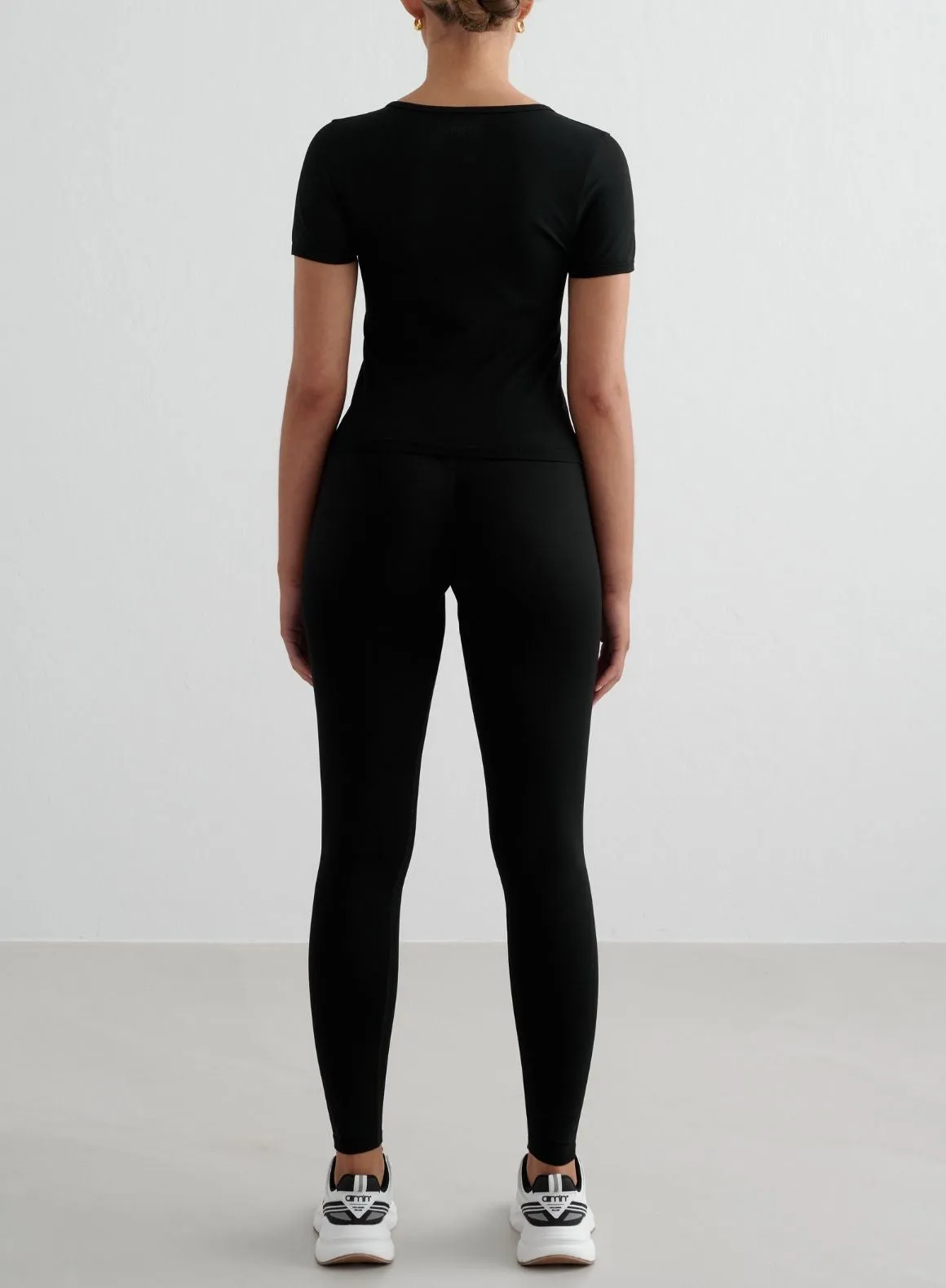 Black Shape Seamless Tights & Short Sleeve Set sold by Aimn product image thumbnail 2