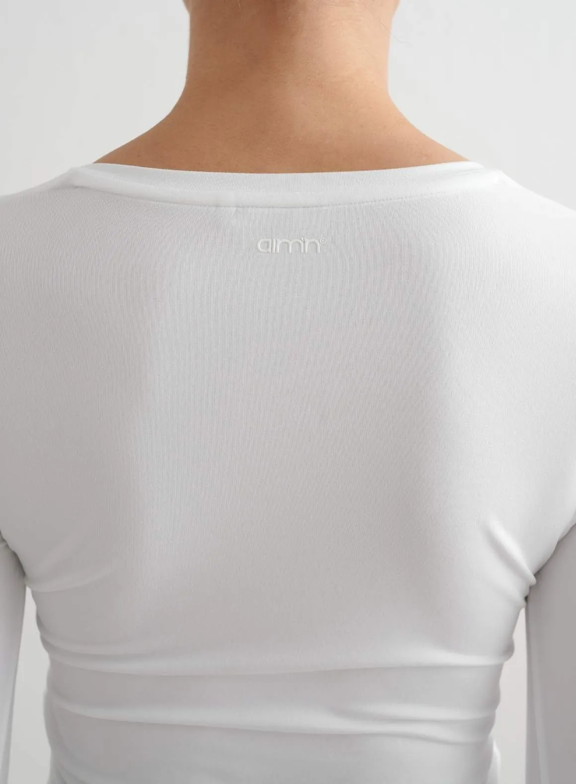 White Soft Basic V-neck Long Sleeve sold by Aimn product image thumbnail 5