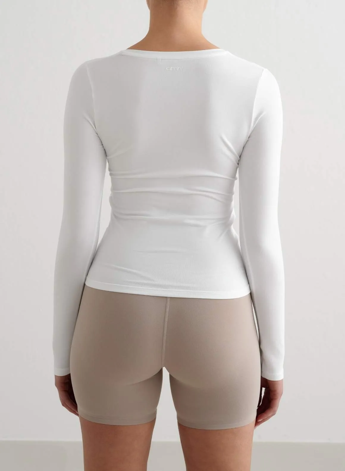 White Soft Basic V-neck Long Sleeve sold by Aimn product image thumbnail 2
