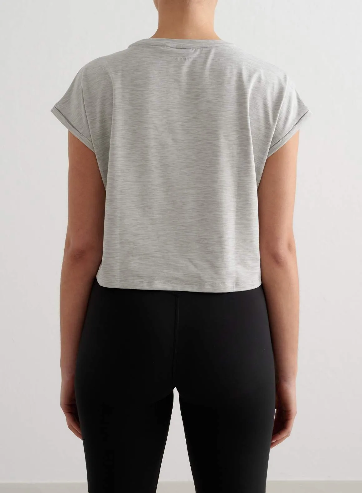 Grey Melange Soft Basic Roll Sleeve Top sold by Aimn product image thumbnail 2
