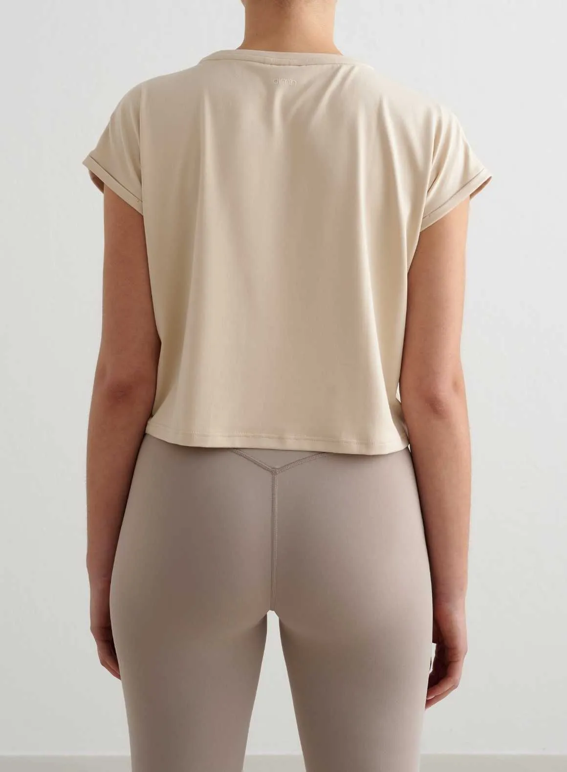 Café Au Lait Soft Basic Roll Sleeve Top sold by Aimn product image thumbnail 2