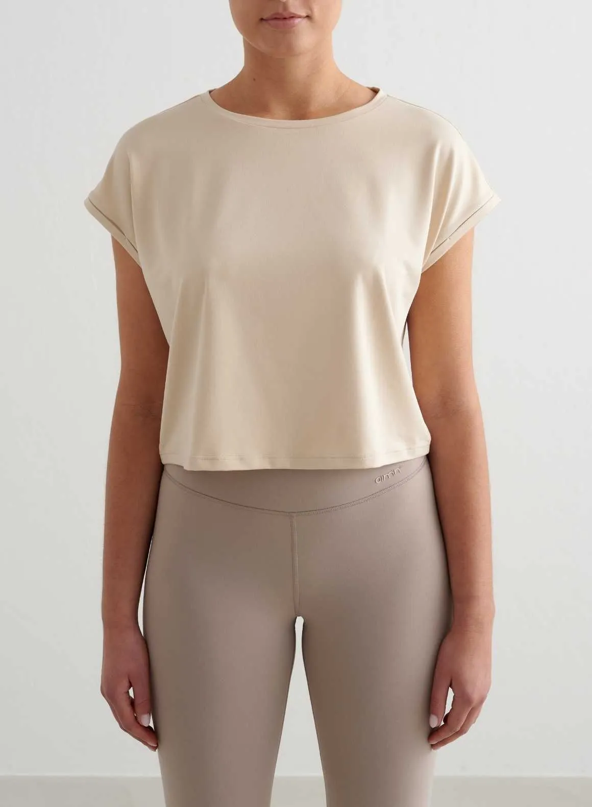 Café Au Lait Soft Basic Roll Sleeve Top sold by Aimn