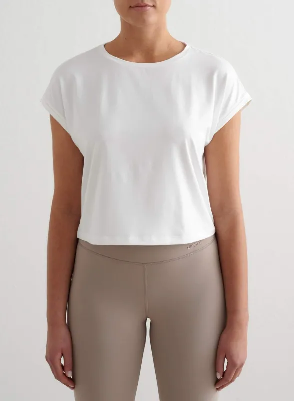 White Soft Basic Roll Sleeve Top sold by Aimn