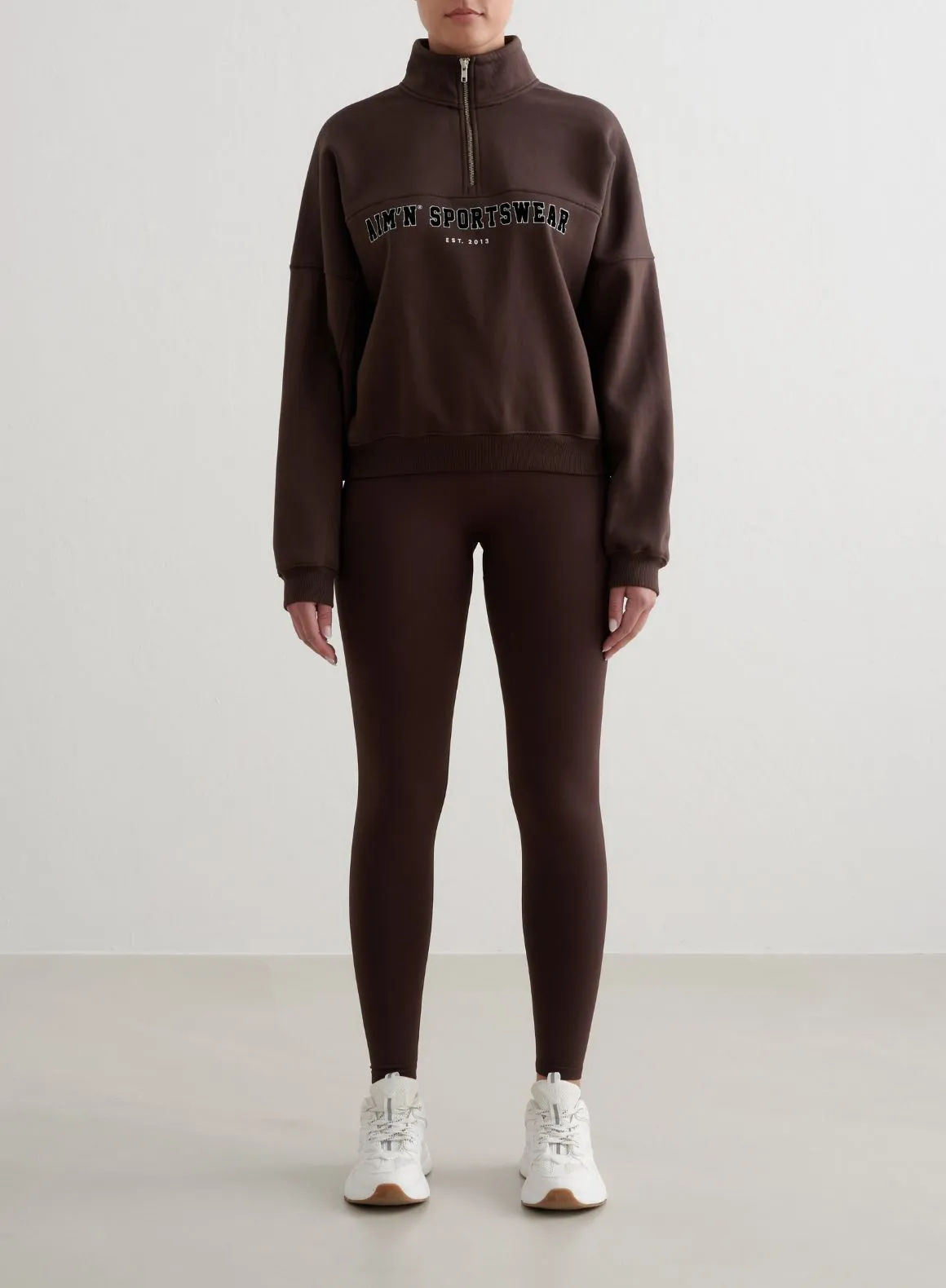Chocolate Varsity Sweat Half Zip sold by Aimn product image thumbnail 3