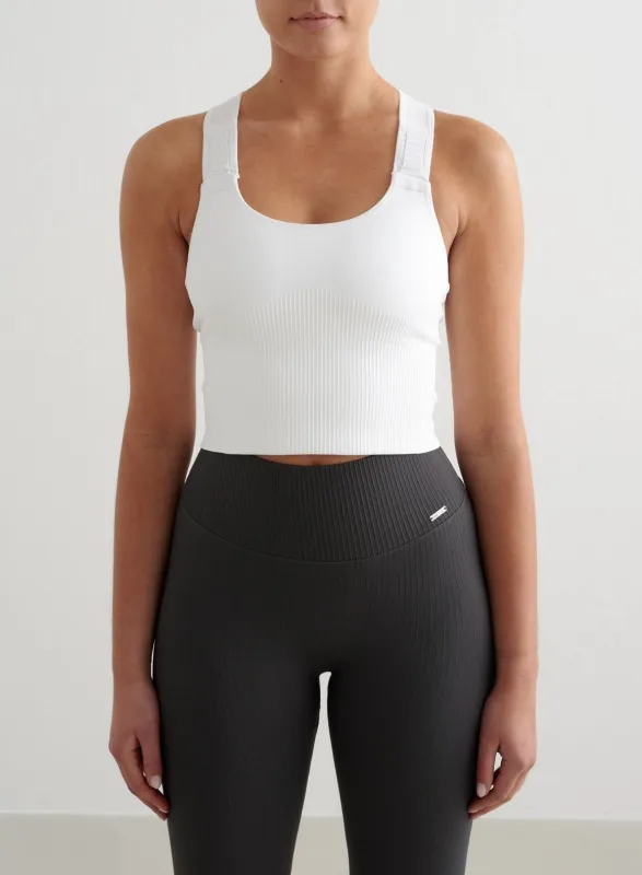 White Ribbed Seamless High Support Bralette sold by Aimn