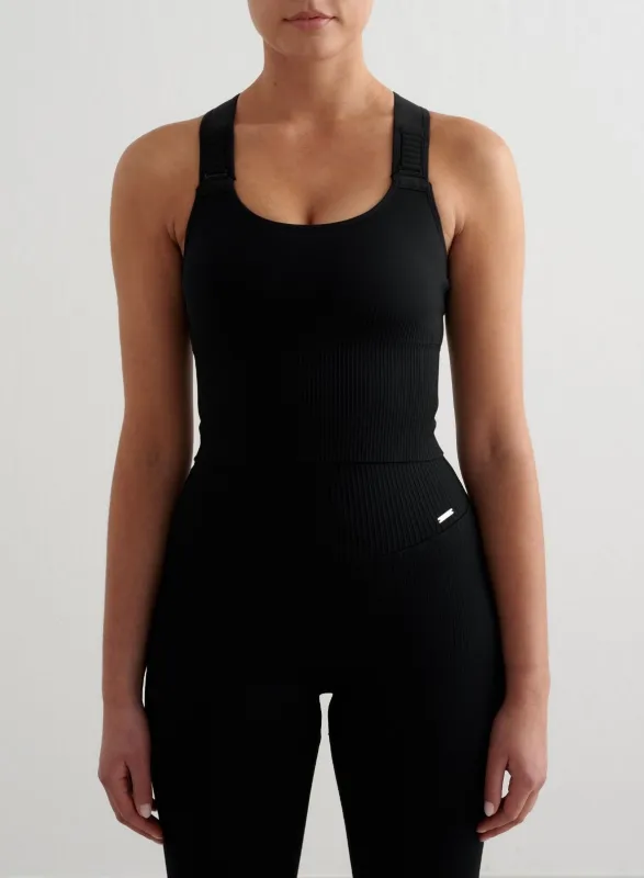 Black Ribbed Seamless High Support Bralette sold by Aimn