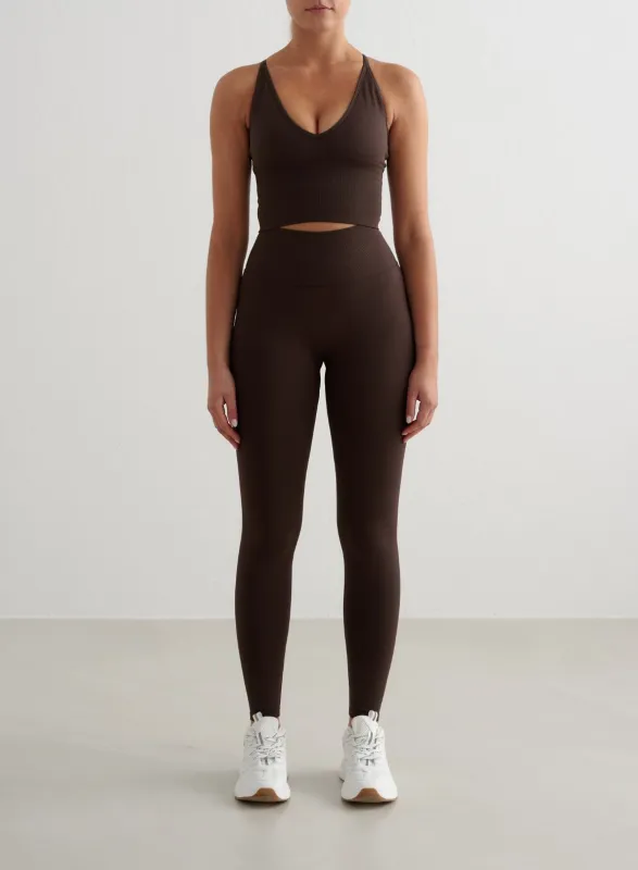 Chocolate Shape Seamless Tights & Cross Back Bralette Set sold by Aimn