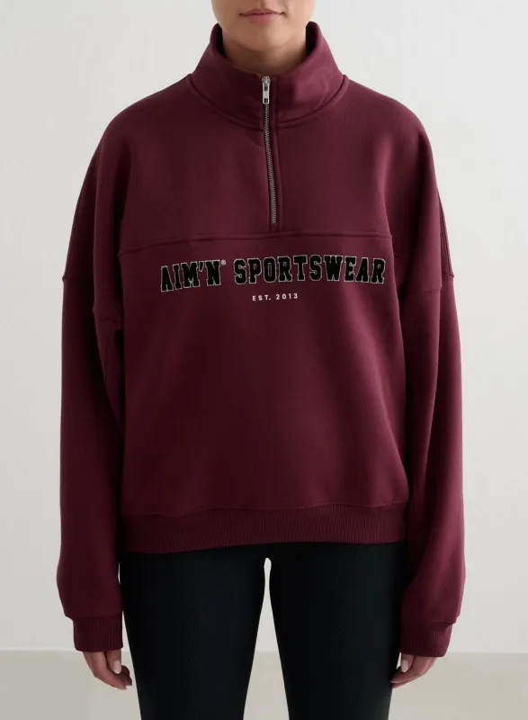 Cherry Varsity Sweat Half Zip sold by Aimn