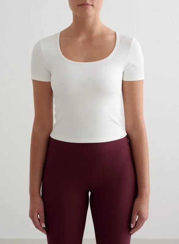 White Ribbed Performance Short Sleeve sold by Aimn