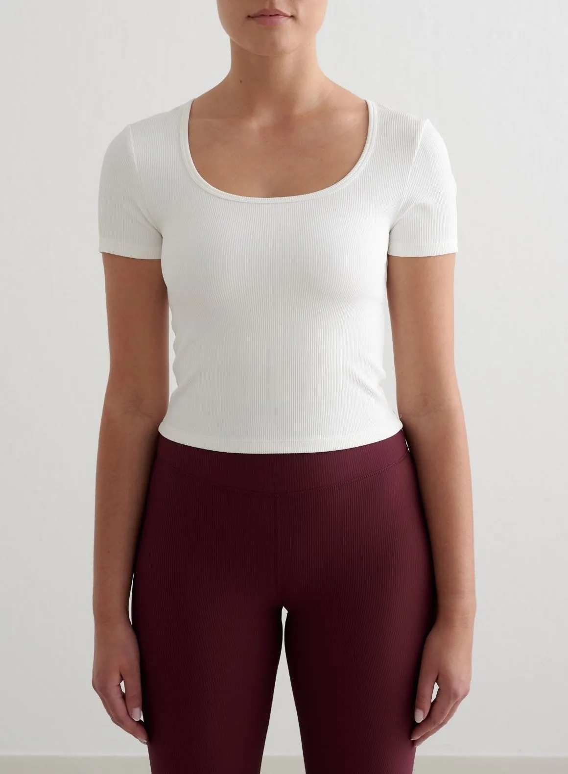 White Ribbed Performance Short Sleeve sold by Aimn