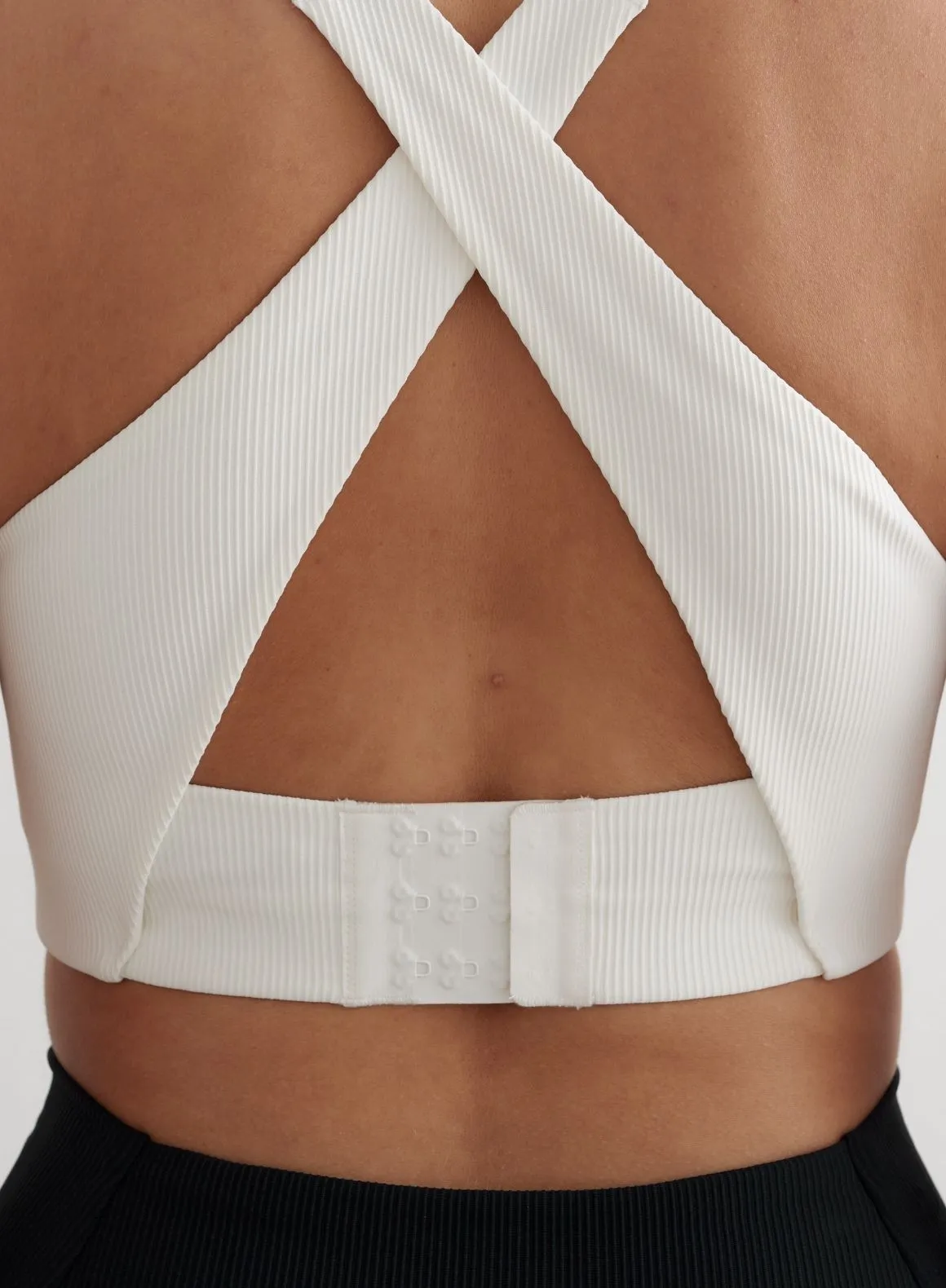 White Ribbed Performance Support Bra sold by Aimn product image thumbnail 4