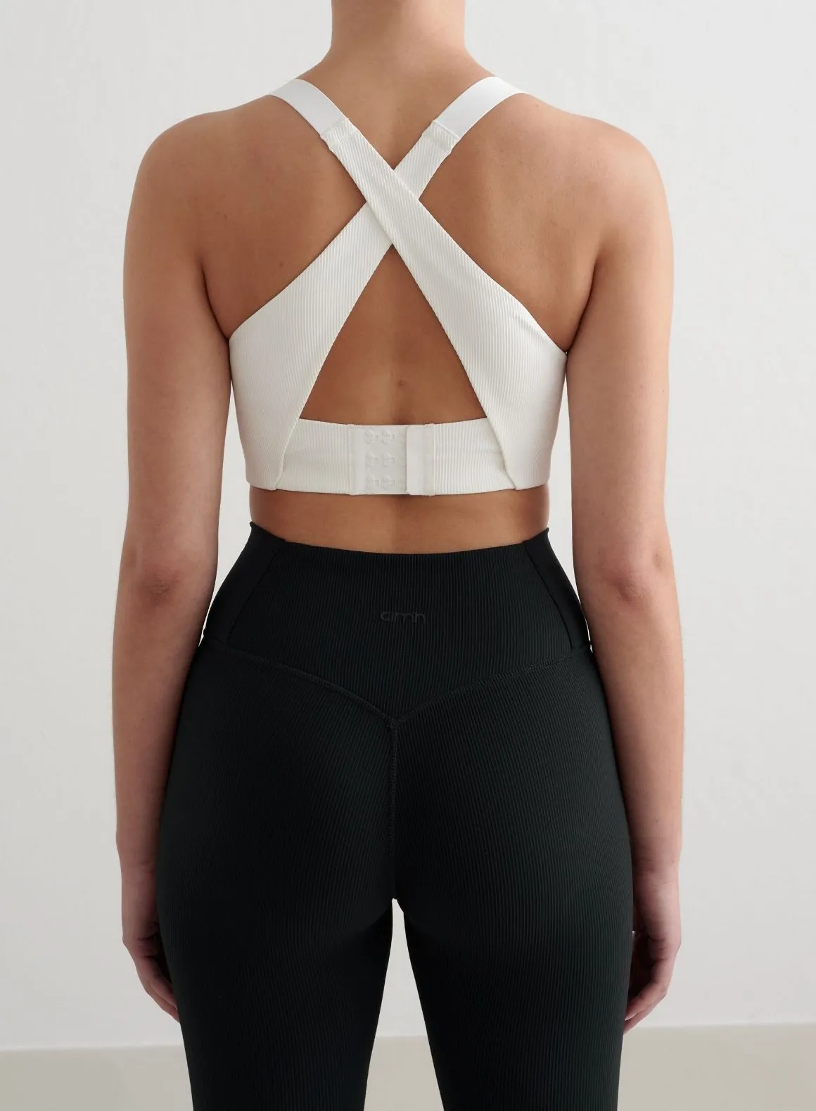 White Ribbed Performance Support Bra sold by Aimn product image thumbnail 2