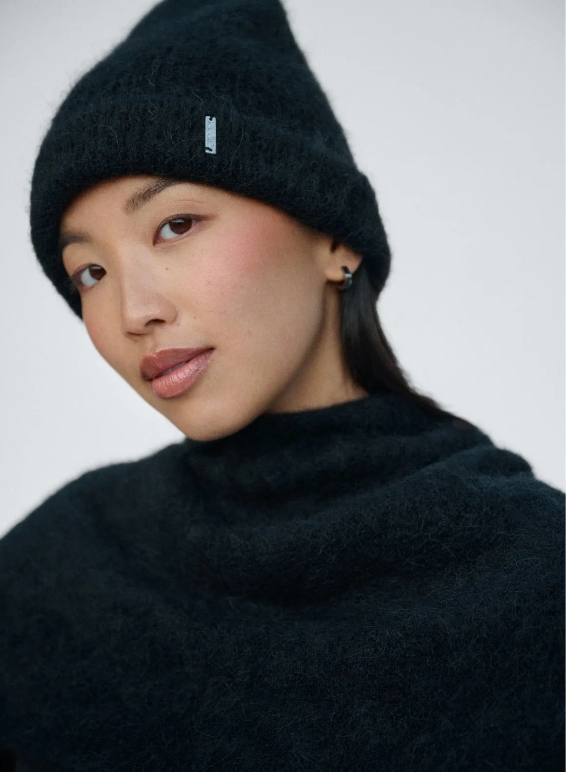 Black Alpaca Knit Beanie sold by Aimn