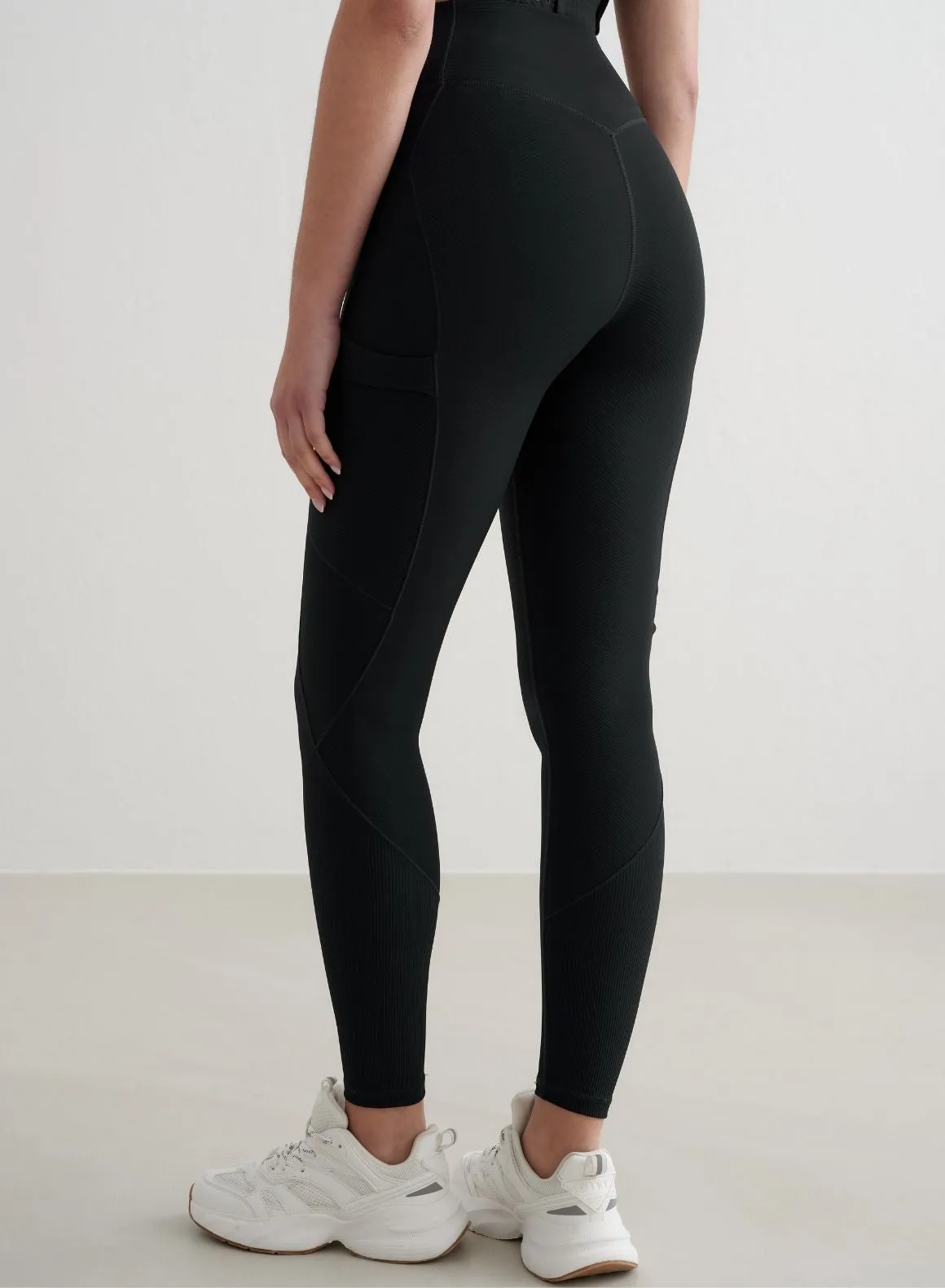 Black Ribbed Performance Pocket Tights sold by Aimn product image thumbnail 4