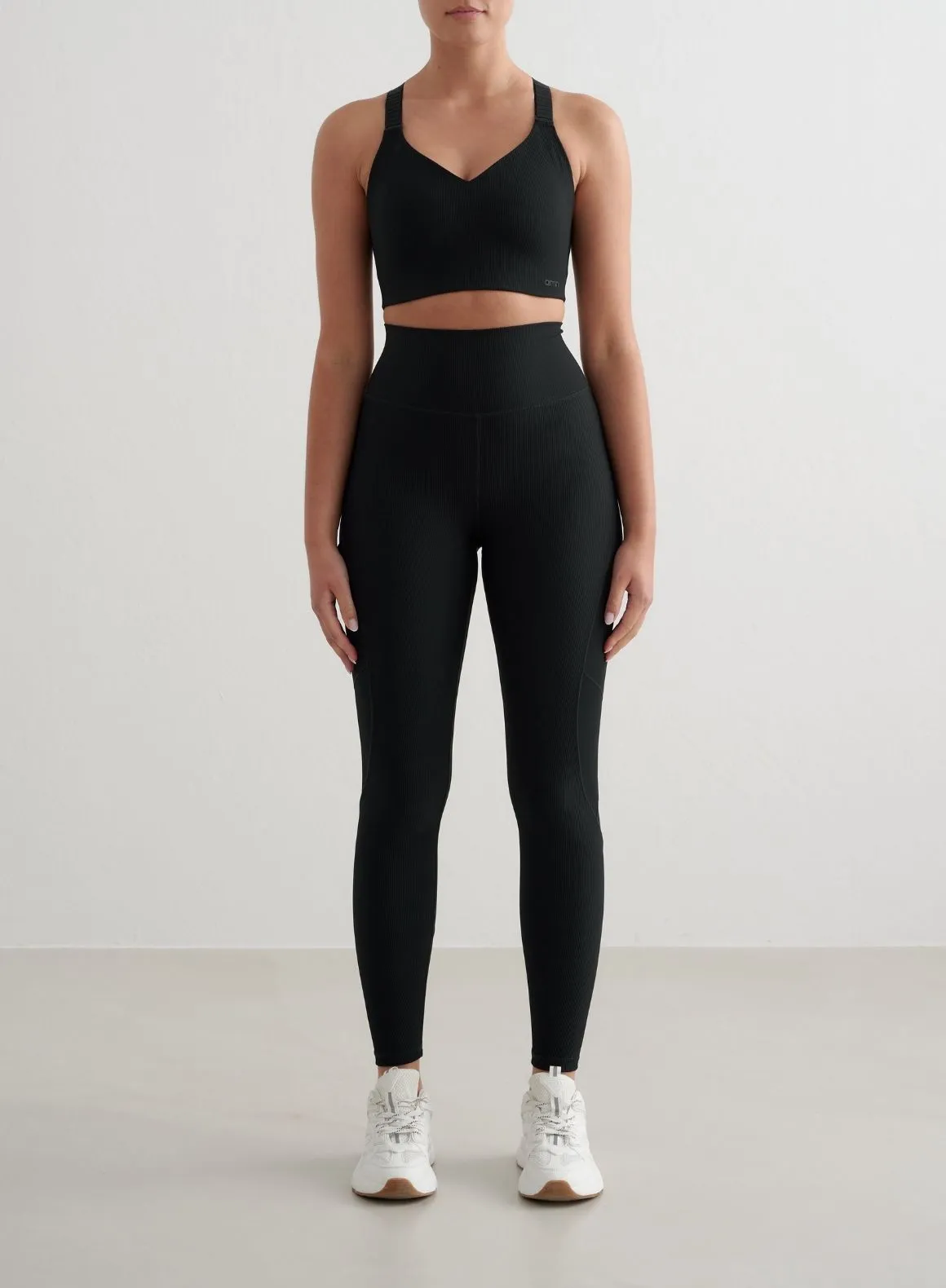 Black Ribbed Performance Pocket Tights sold by Aimn