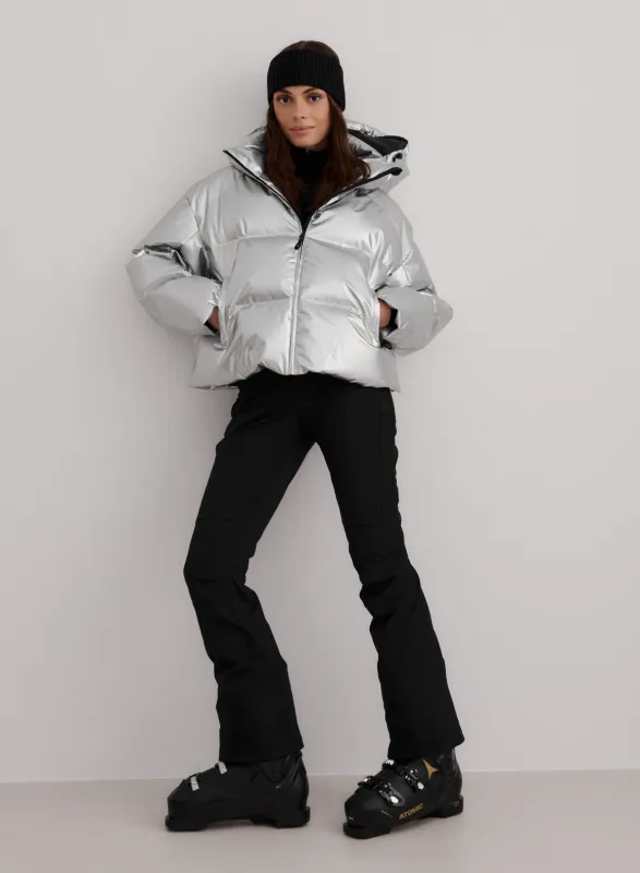 Silver Cortina Glossy Puffer Jacket made by Aimn