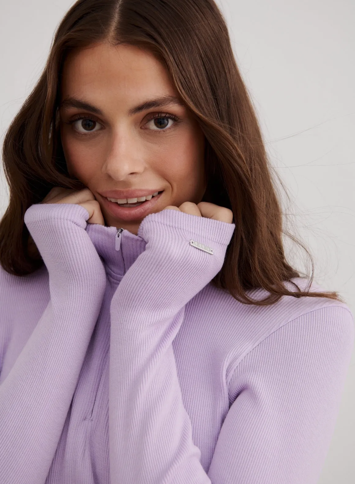 Pale Lavender Ribbed Wool Half Zip sold by Aimn product image thumbnail 4