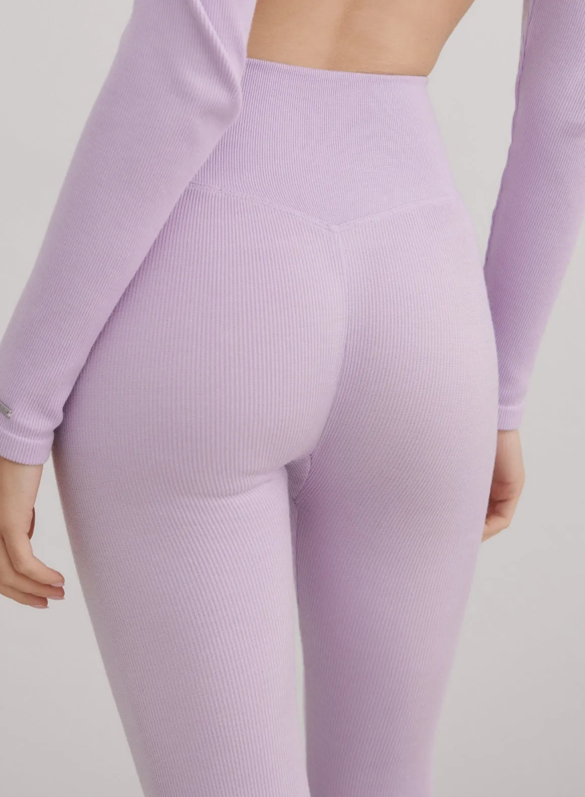 Pale Lavender Ribbed Wool Leggings sold by Aimn product image thumbnail 4