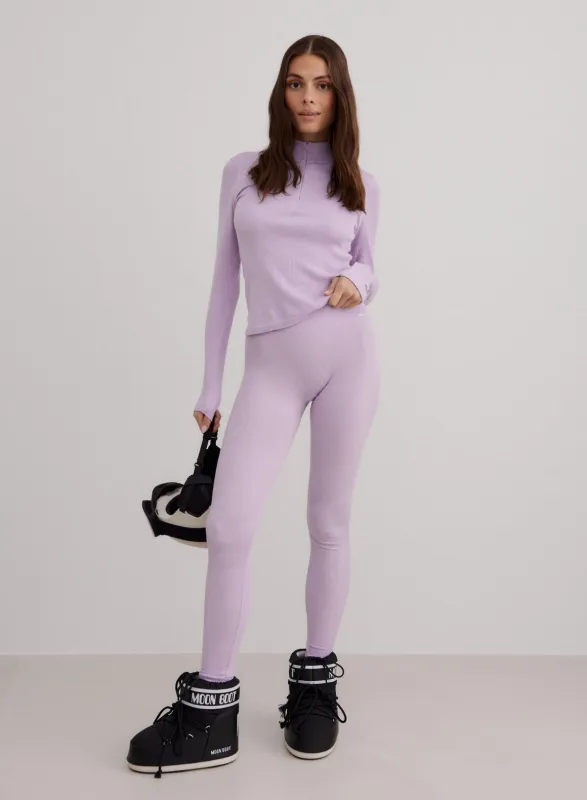 Pale Lavender Ribbed Wool Leggings sold by Aimn