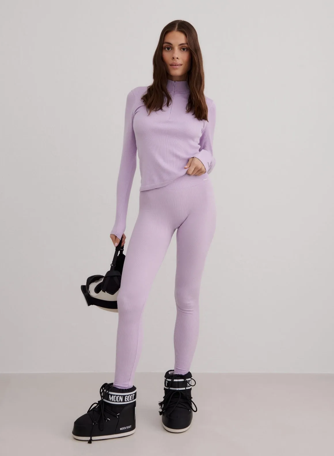 Pale Lavender Ribbed Wool Leggings sold by Aimn
