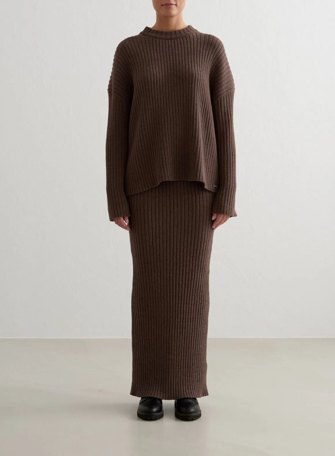 Macchiato Rib Knit Maxi Skirt sold by Aimn product image thumbnail 2