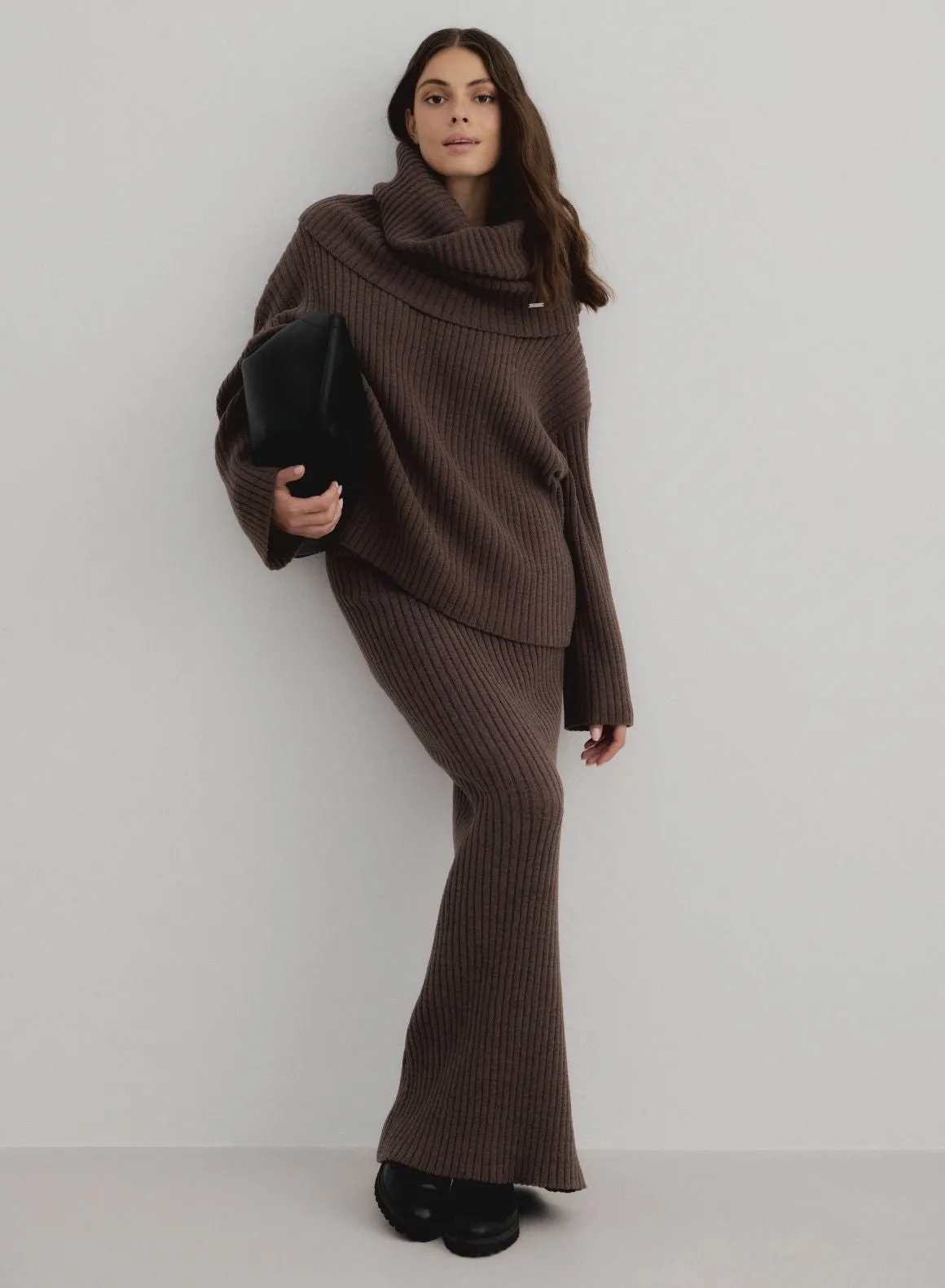 Macchiato Rib Knit Maxi Skirt sold by Aimn