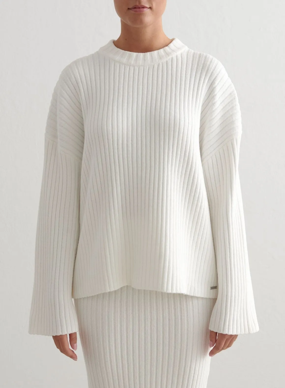 Almond White Rib Knit Sweater & Skirt Set sold by Aimn product image thumbnail 3